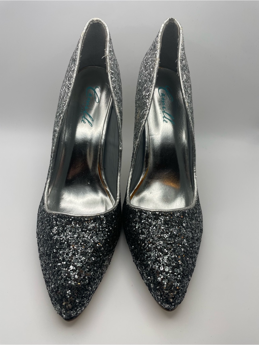 Silver glitter heels size 7